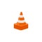 Pile of orange traffic cones, flat vector illustration isolated on white background.