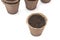 Pile peat pots for growing seedlings