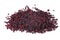 Pile of pieces dried red beetroot isolated on white