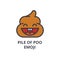 Pile of poo emoji vector line icon, sign, illustration on background, editable strokes