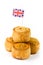 Pile of pork pies with union jack flag