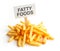 Pile of potato fries on kraft paper. Fatty food