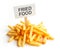 Pile of potato fries on kraft paper. Fried food