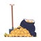 Pile of Potato, Shovel and Sack as Seasonal Harvesting and Yield Vector Illustration