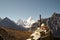 Pile of prayer stones in front of mount jampayang in yading national park, china