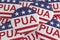 Pile of PUA Buttons With US Flag, 3d illustration