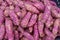 Pile of purple sweet potato, fresh sweet potatos