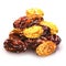 Pile of raisins, mixed yellow and brown raisins, dried berries of grapes. Vegetarian healthy snack, natural sweets