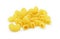 Pile of raw elbow Macaroni Gomiti Pasta Isolated on white background, Cut out with clipping path.