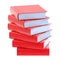 Pile of red glossy books isolated
