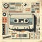 a pile of retro 70s 80s audio media hifi blank virgin cassette tapes illustration vintage palette