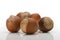 Pile of ripe crude hazelnuts