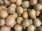 Pile of ripe Sapodilla fruit at tropical fruit store