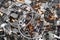 Pile of shiny metal parts. Scrap steel details as abstract industrial background