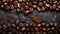 A pile of singleorigin coffee beans on black surface