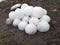 Pile of snowballs on the ground