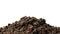 Pile of soil isolated on pure white background with ground suitable for growing plants or gardening. Natural soil piles filled