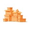 Pile of stacked sealed goods cardboard boxes. vector illustration in flat style