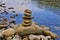 Pile of stones on the river bank