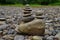 Pile of stones on the river bank