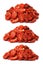 Pile of sundried tomatoes, three view angles, paths