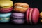 Pile of sweet and colourful french macaroons