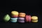 Pile of sweet and colourful french macaroons