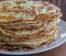 Pile of tasty pancakes. Traditional russian pancakes. Sweet breakfast concept. Dessert concept.