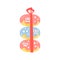 Pile Of Three Doughnuts With Ribbon Children Birthday Party Attribute Cartoon Happy Humanized Character In Girly Colors