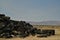 Pile of tires at refuse management dump in Mojave Desert mountains valley town Pahrump, Nevada, USA