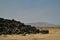 Pile of tires at refuse management dump in Mojave Desert mountains valley town Pahrump, Nevada, USA