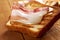 Pile toasted bread bacon