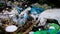 Pile of toxic plastic garbage, consumerism influence on nature, waste management