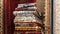 Pile of traditional Iranian carpet and rugs in a carpet shop, Isfihan, Iran