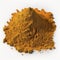 Pile of tumeric powder on white, created with generative AI