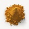 Pile of tumeric powder on white, created with generative AI