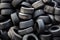 pile of used car tires, close up image