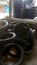 pile of used motorcycle tires