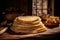 pile of warm tortillas on a rustic wooden table