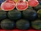 Pile watermelon on display for sale