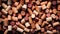 A pile of wine corks background