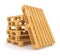 Pile of wooden pallets on white background