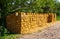 Pile yellow block coquina for construction close-up.