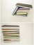Piled books reading text cloth background collage