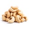 Piled Cashew Nuts Isolated on White Background. Generative ai