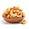 Piled Cashew Nuts Isolated on White Background. Generative ai