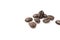 piled of coffee beans group roast dark brown textured isolated on white backgrounds