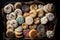 piled-high tray of festive holiday cookies, topped with sprinkles and icing