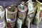 Piles and bundles of Egypt money thousands of Pounds currency banknotes bills rolls of 200 EGP LE, Egyptian money exchange rate