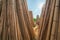 Piles of dry bamboo in tradional craft village in Vietnam